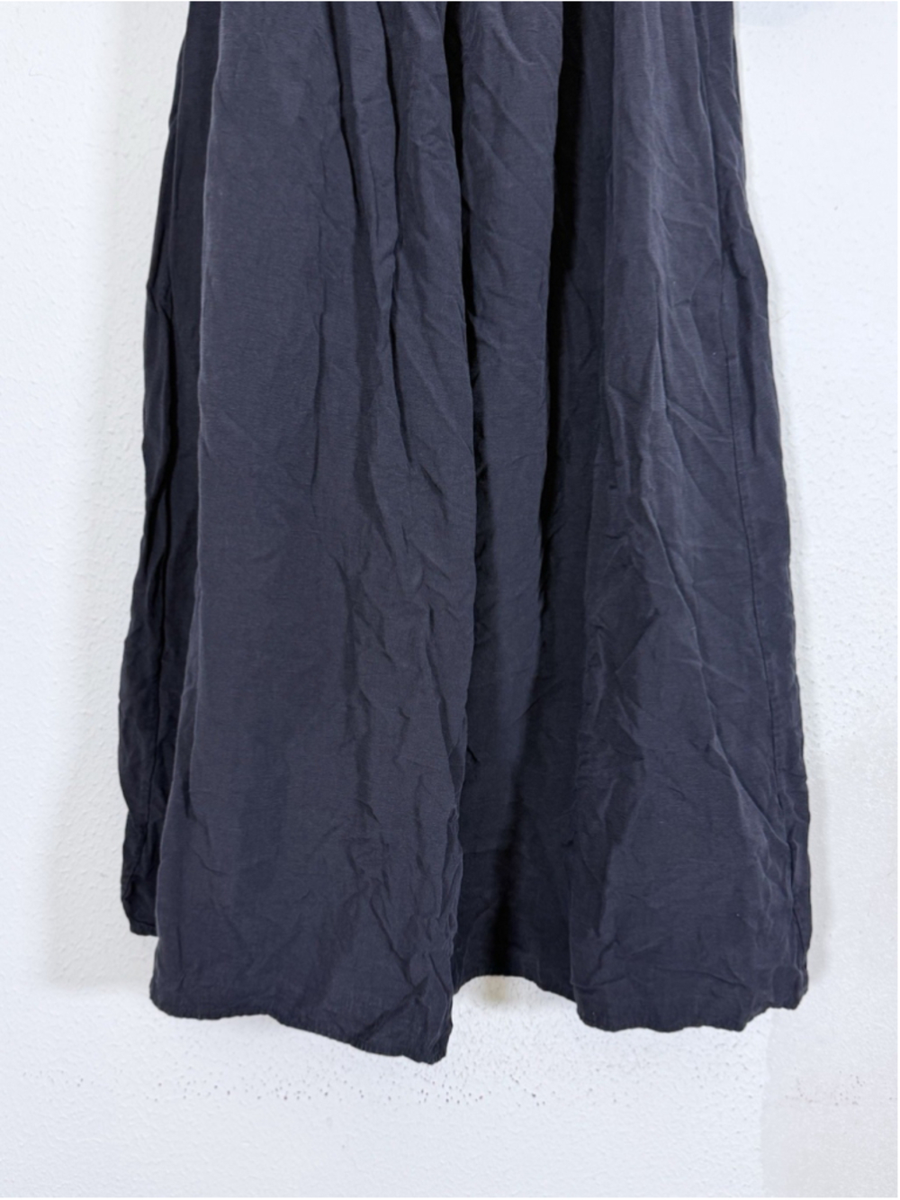 COS Off-The-Shoulder Linen Puff-Sleeve Midi Dress Sz 10 Blue Minimalist Preppy - Picture 6 of 9